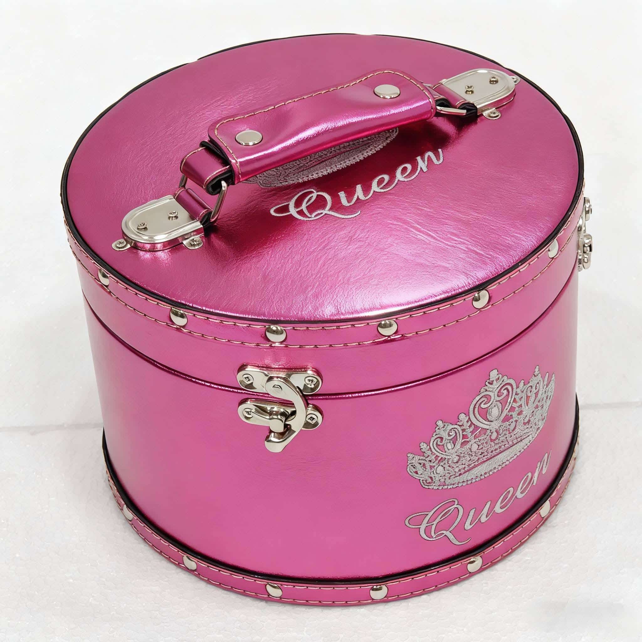 Light pink foil crown case with shiny finish and crown emblem