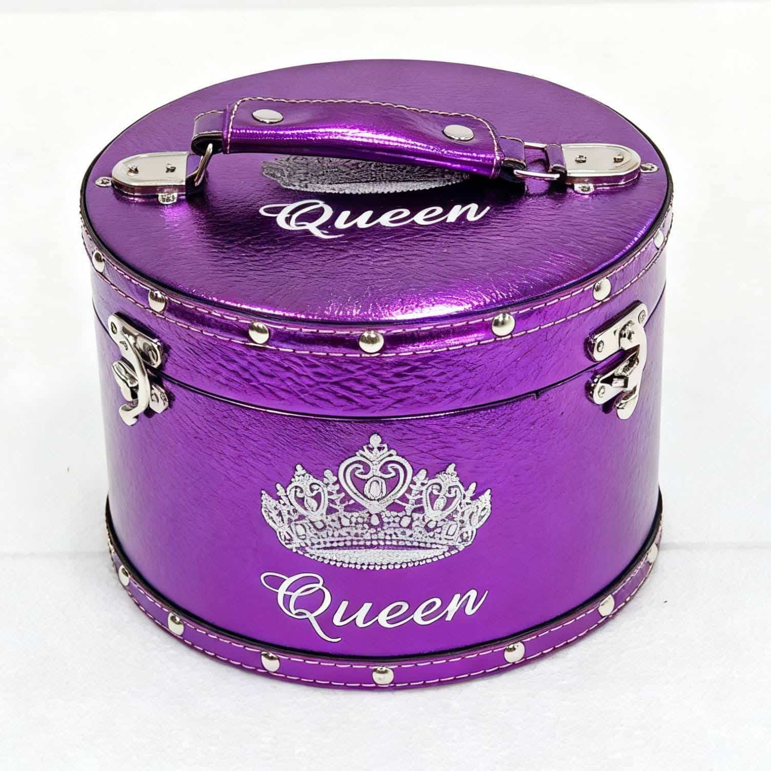 Purple foil crown case with high-gloss finish and crown embroidery