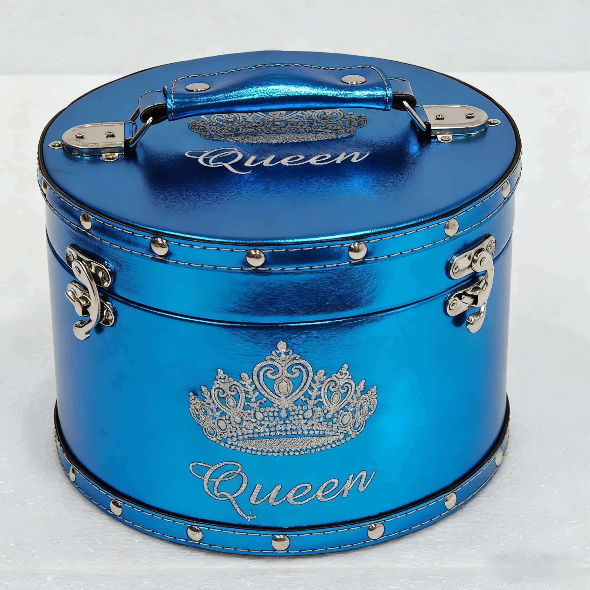 Teal foil crown case with high-gloss metallic finish and crown design